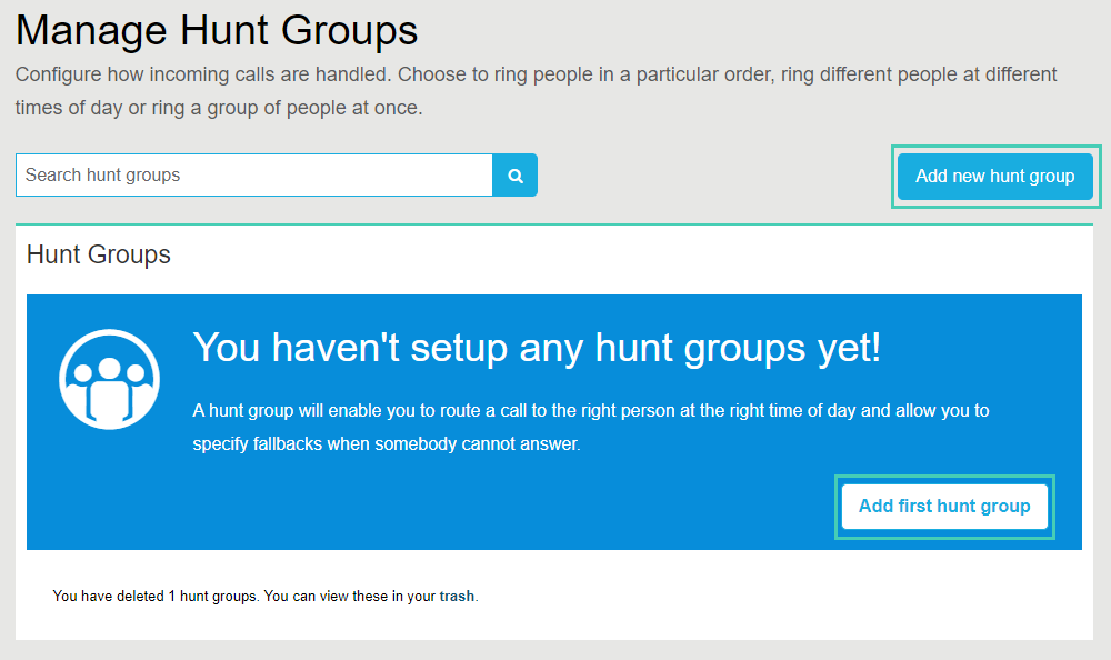 Creating and managing Hunt Groups