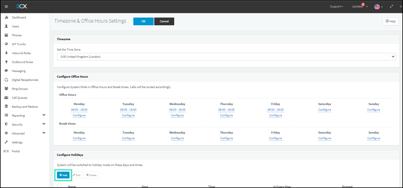 How to Setup Holiday / Office Closure Rules in 3CX V18